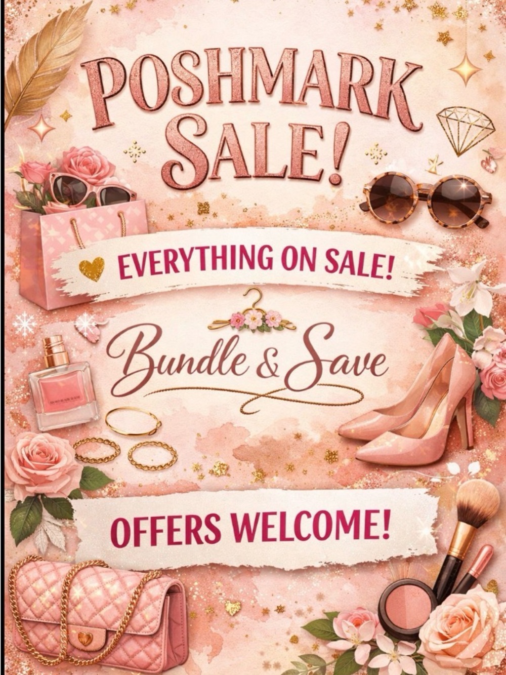 Poshmark Sale Graphic - Pink Fashion Collage